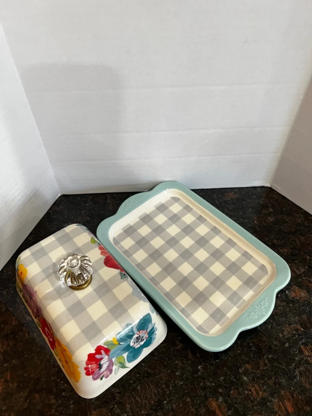 The Pioneer Women Sweet Romance Ceramic Double Stick Butter Dish Floral Ceramic
